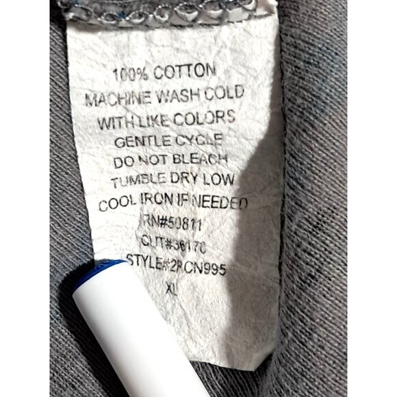 Y2K Anchor Blue Womens Floral V-Neck Long Sleeve Top XL 100% Cotton Gray & Black - Picture 3 of 7